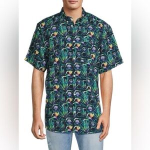 WESC Oden Geo Floral Acp Button Front Shirt Floral Abstract Design size L